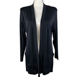 Exclusively Misook Open Front Knit Cardigan Minimalist Staple Capsule Sweater S